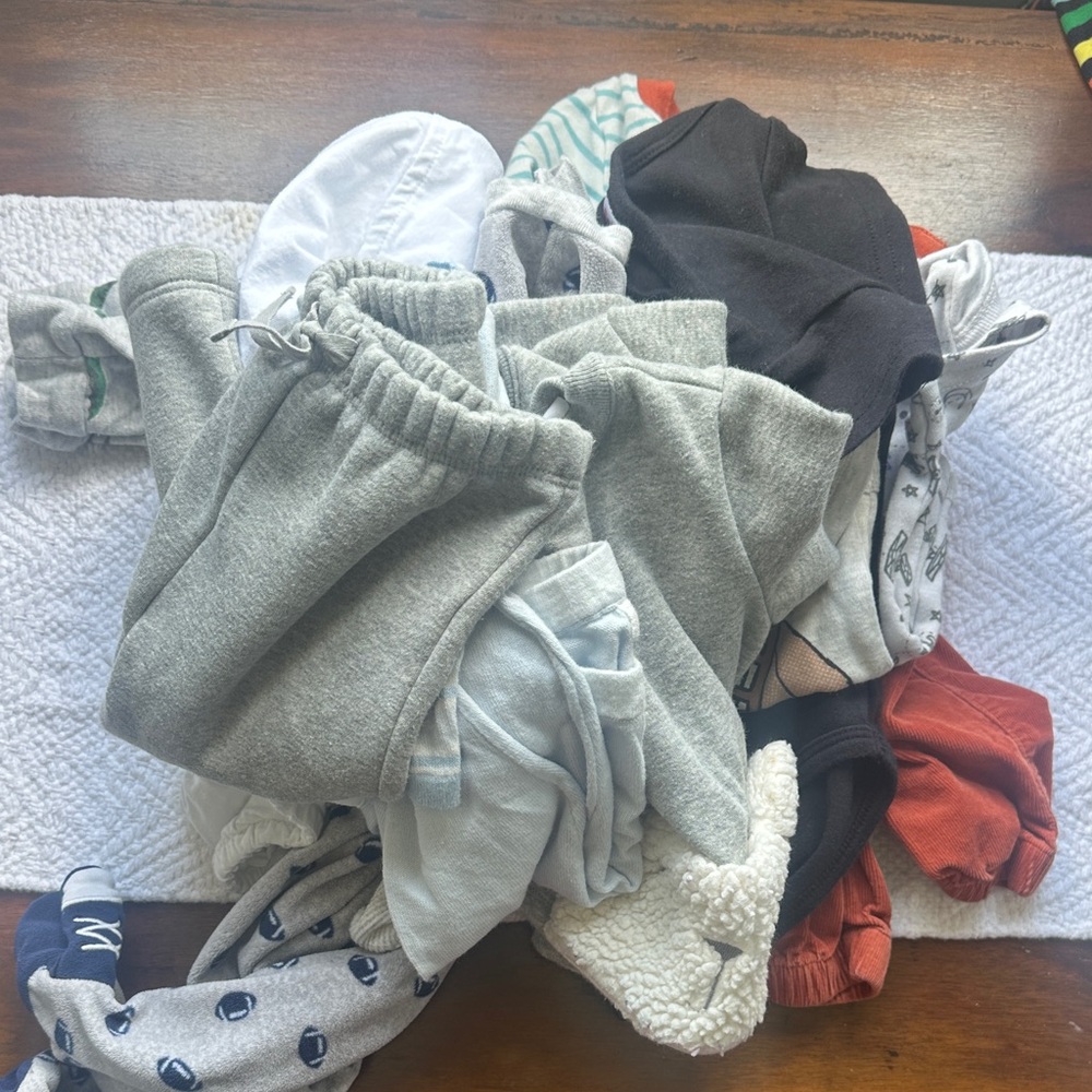 Boy 3-6 month bundle Mixed Baby/Toddler Clothes Bundle - Gray, Black, Red, Cream